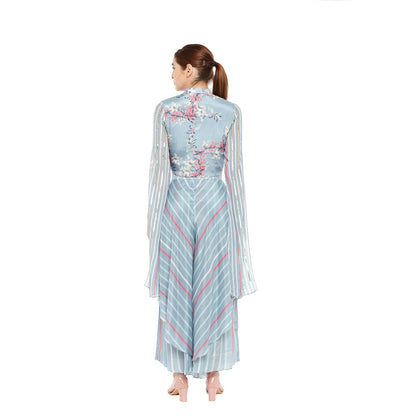 Soup by Sougat Paul Floral Jacket Paired With Double Layered Pants - Customisable (Set of 2)
