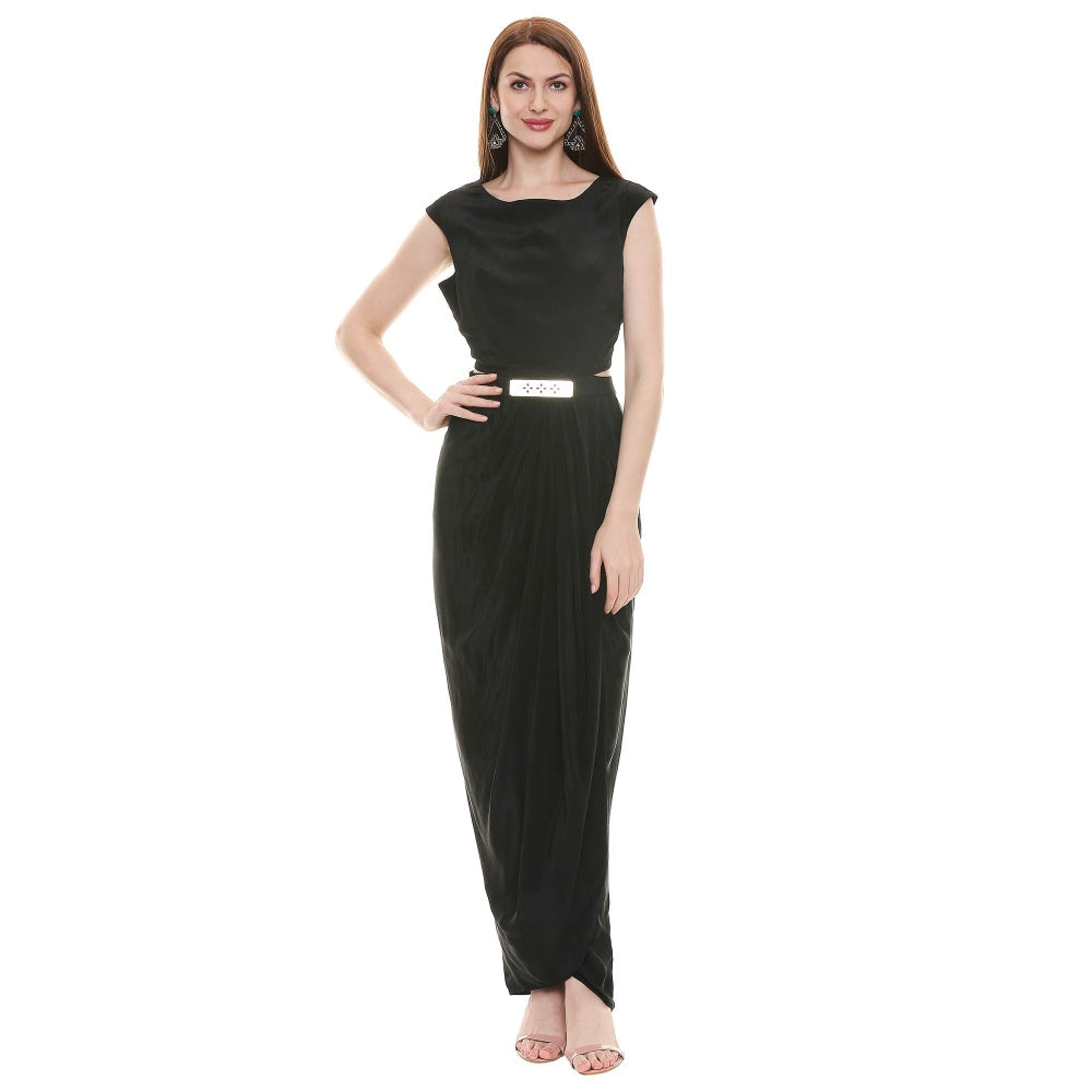 Soup by Sougat Paul Black Embroidered Dress With Jacket (Set of 2)