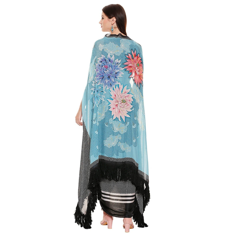 Soup by Sougat Paul Black Printed Dress With Jacket (Set of 2)