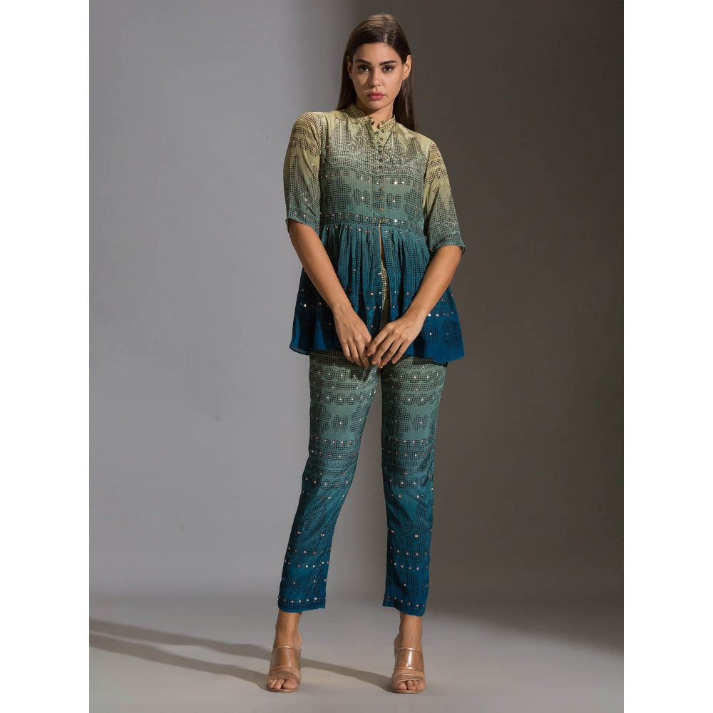 Soup By Sougat Paul Peplum Printed Top Paired With Printed Pants (Set of 2)