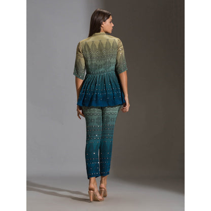 Soup By Sougat Paul Peplum Printed Top Paired With Printed Pants (Set of 2)