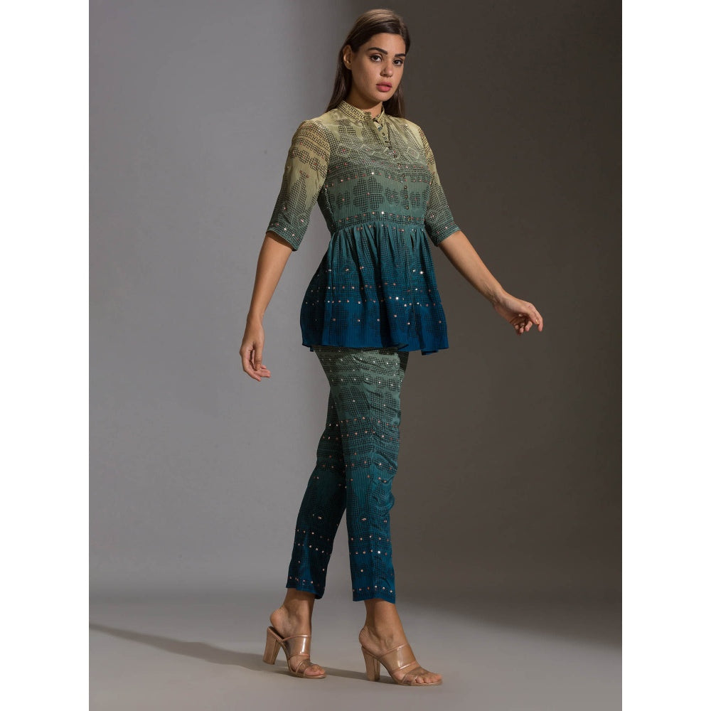 Soup By Sougat Paul Peplum Printed Top Paired With Printed Pants (Set of 2)