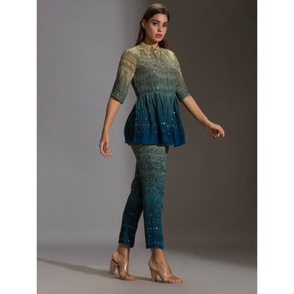 Soup By Sougat Paul Peplum Printed Top Paired With Printed Pants (Set of 2)