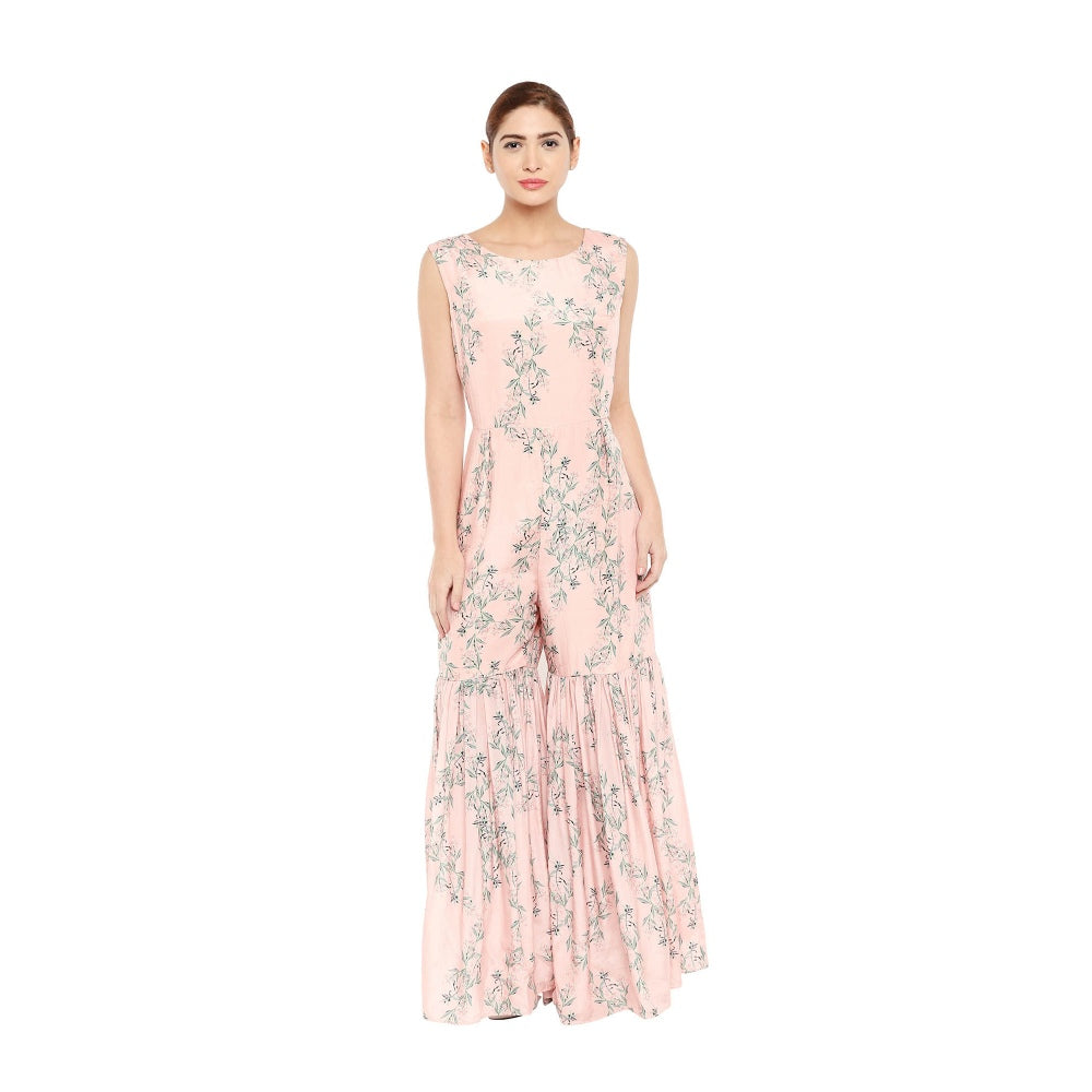 Soup by Sougat Paul Floral Sharara Style Jumpsuit And Printed Cape Jacket