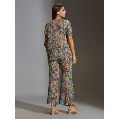 Soup By Sougat Paul Prired One Shoulder Top Paired With Printed Pants (Set of 2)