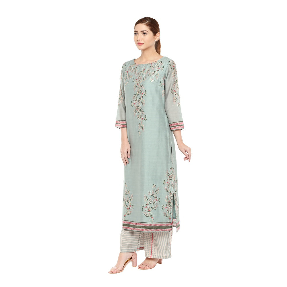 Soup by Sougat Paul Floral Kurta With Printed Palazzo Pants - Customisable (Set of 2)