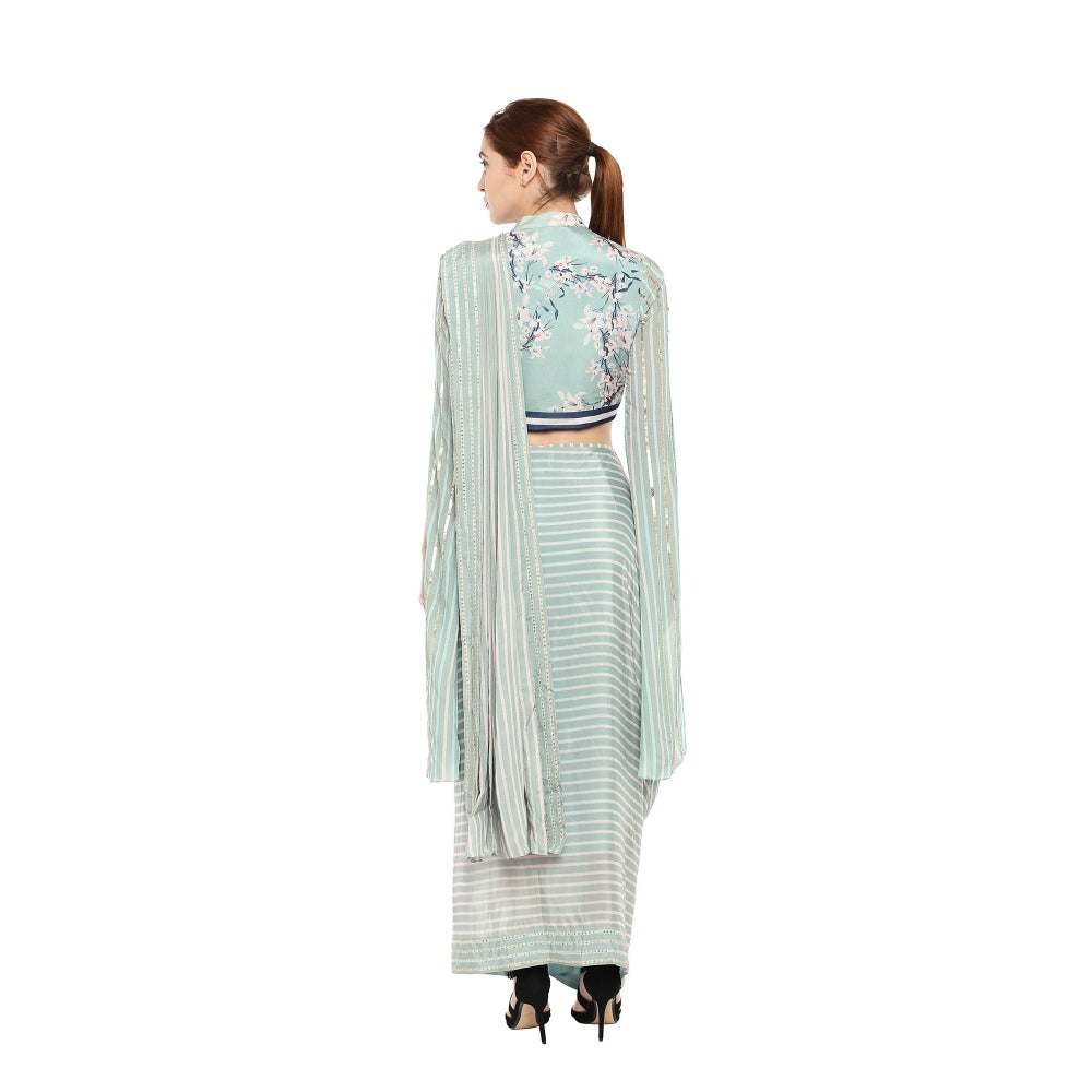 Soup by Sougat Paul Hand Embroidered & Floral Short Jacket With Drape Saree