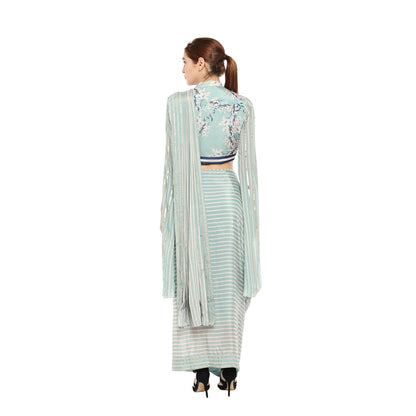 Soup by Sougat Paul Hand Embroidered & Floral Short Jacket With Drape Saree