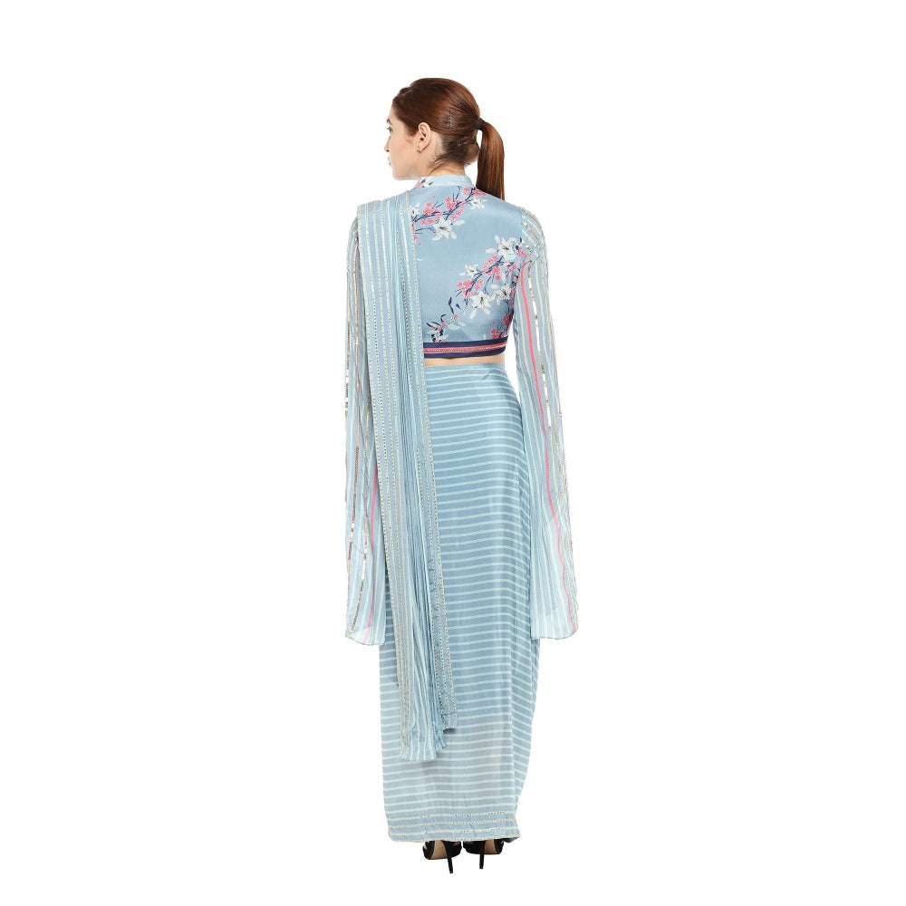 Soup by Sougat Paul Hand Embroidered & Floral Short Jacket With Drape Saree
