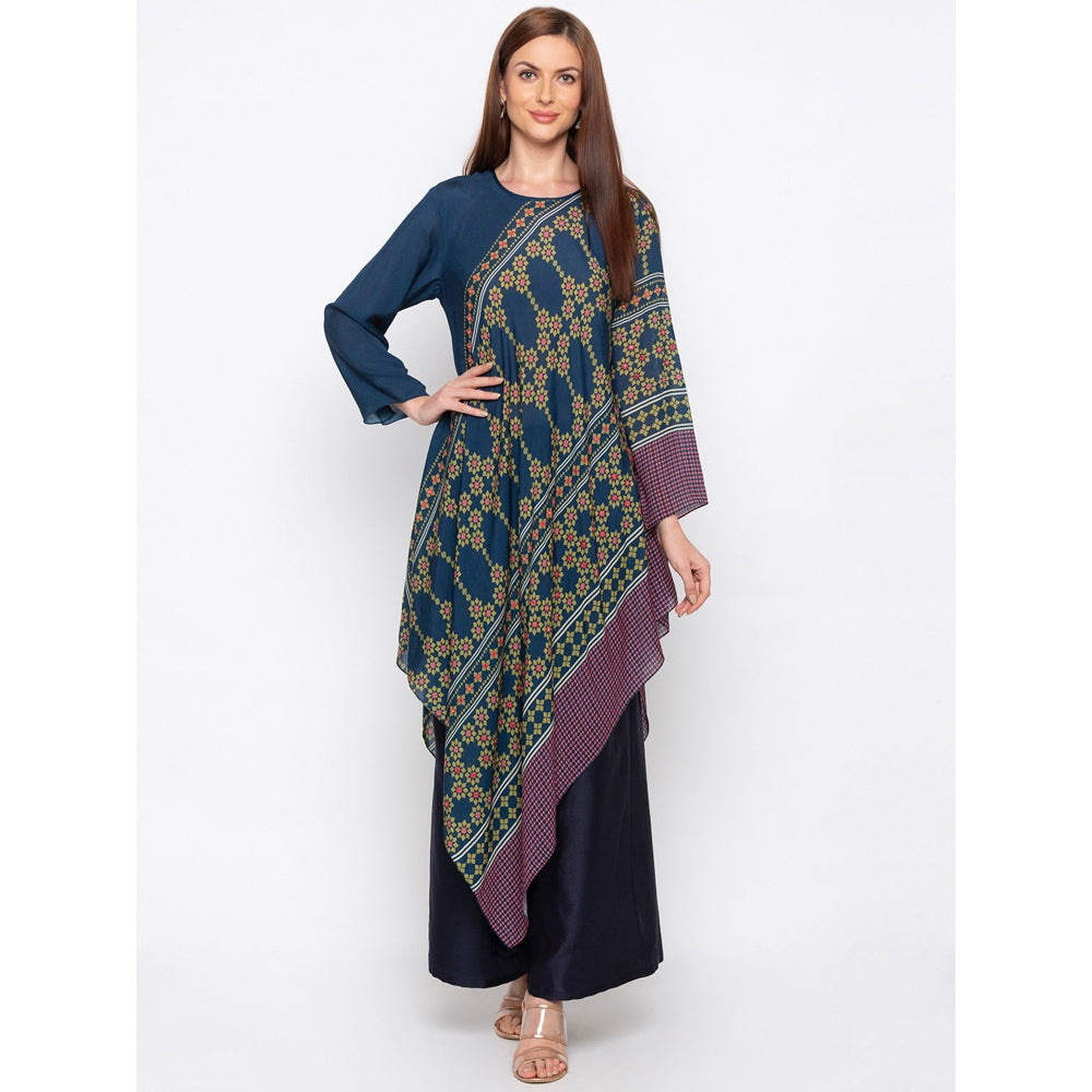Soup by Sougat Paul Teal Printed Tunic With Palazzo - Customisable (Set of 2)
