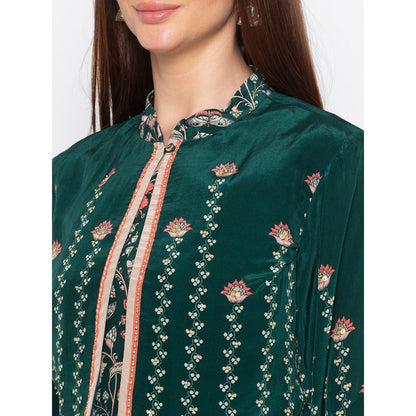 Soup by Sougat Paul Green Printed Dress With Jacket (Set of 2)