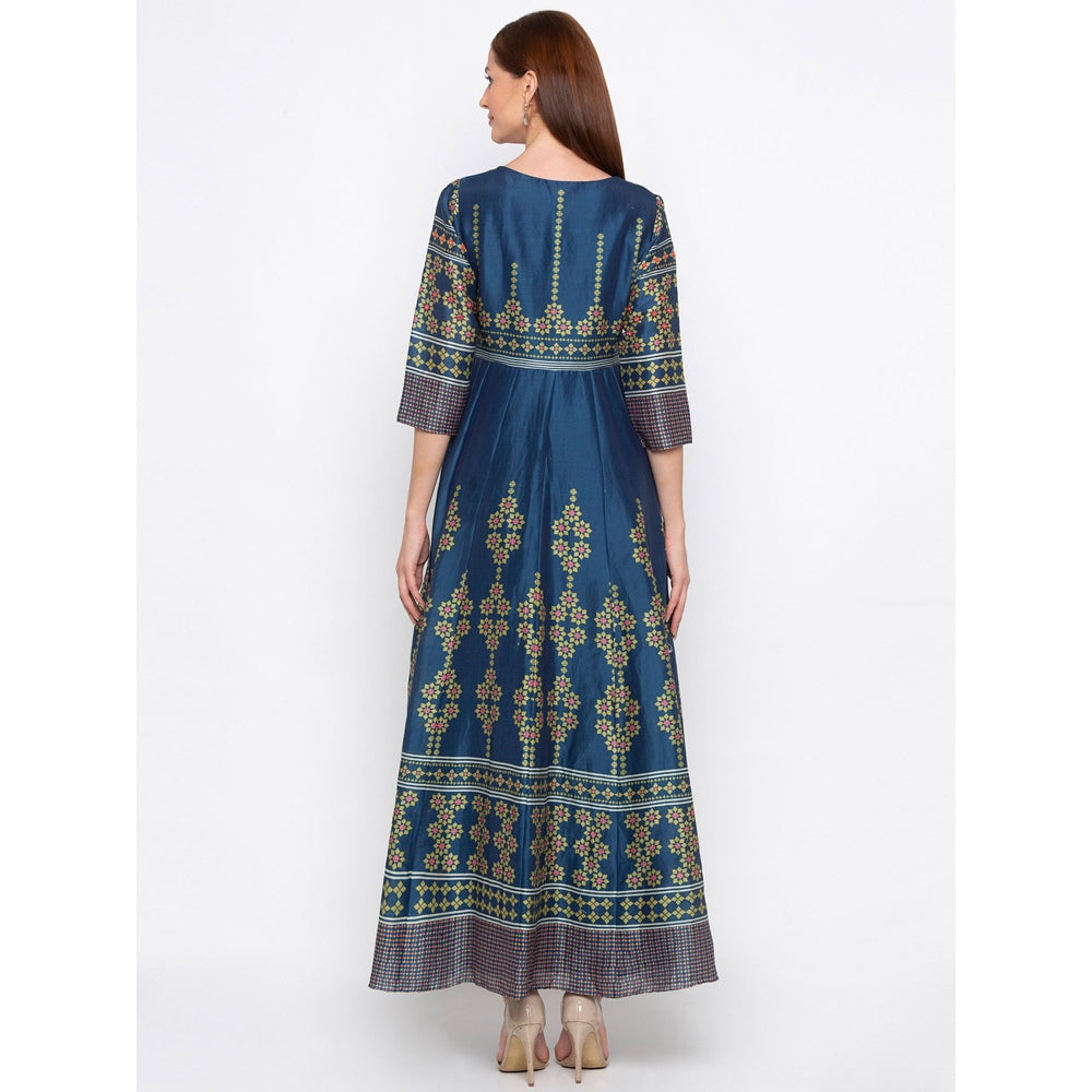 Soup by Sougat Paul Teal Printed Maxi Dress - Customisable