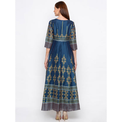 Soup by Sougat Paul Teal Printed Maxi Dress - Customisable