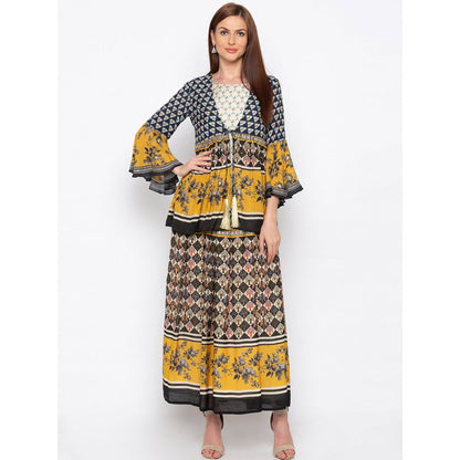 Soup by Sougat Paul Multicolor Printed Dress With Jacket - Customisable (Set of 2)