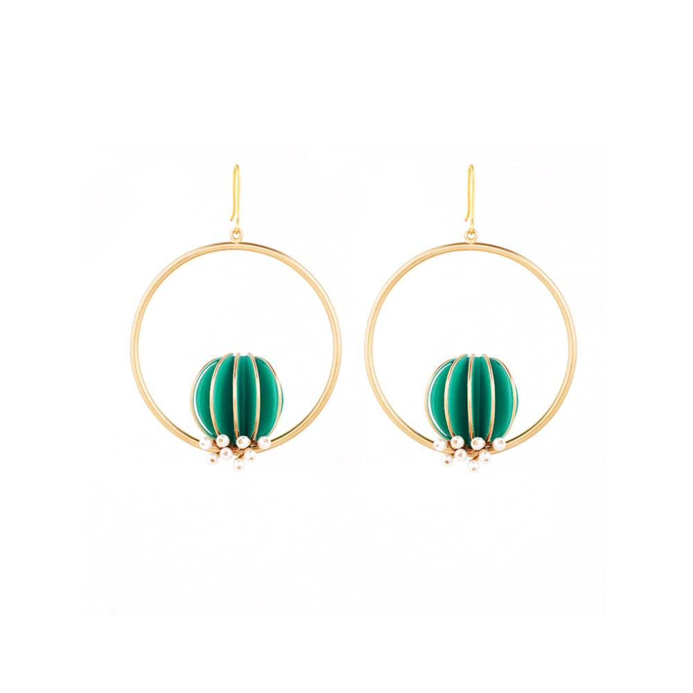 Suhani Pittie Gold Plated Green Anemone And Pearl Reef Bali