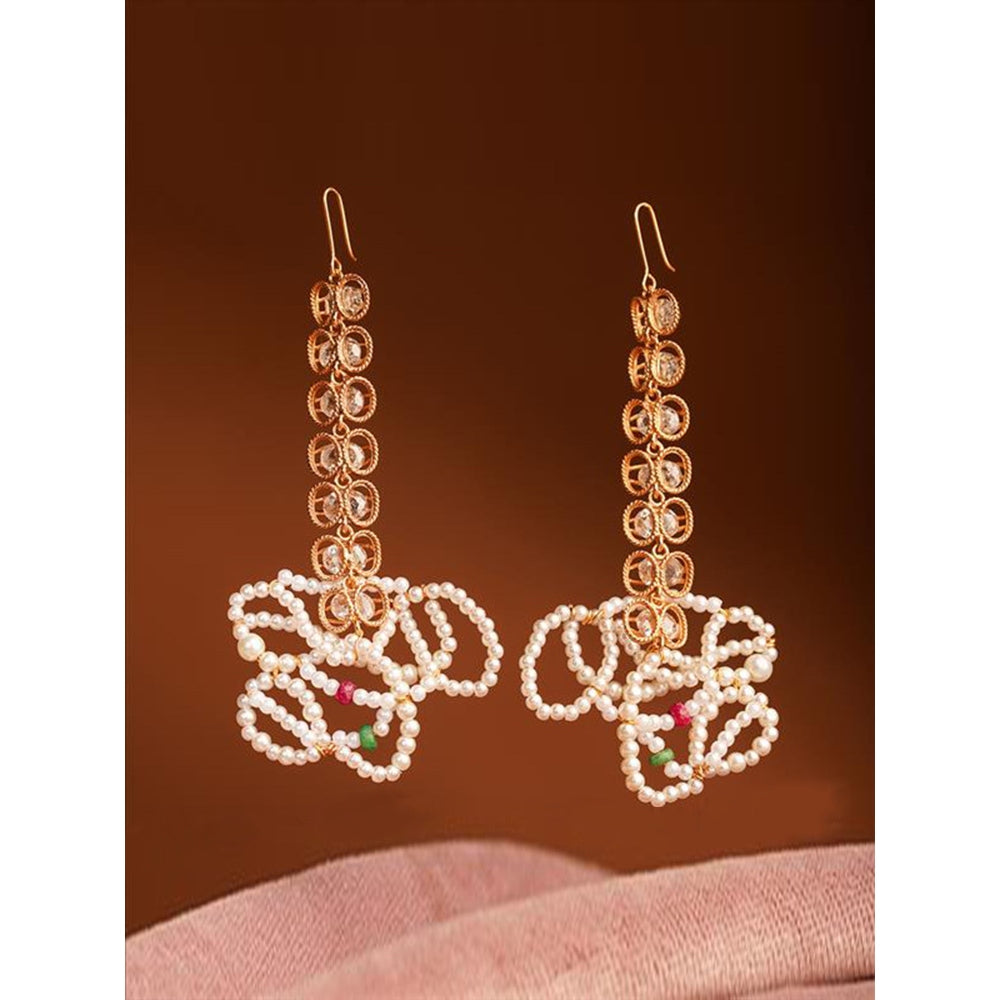Suhani Pittie Star Shine Crystal And Pearl Drop Earrings