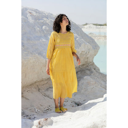 Tatwa Designs Mustard Yellow Tiered Dress (Set of 2)