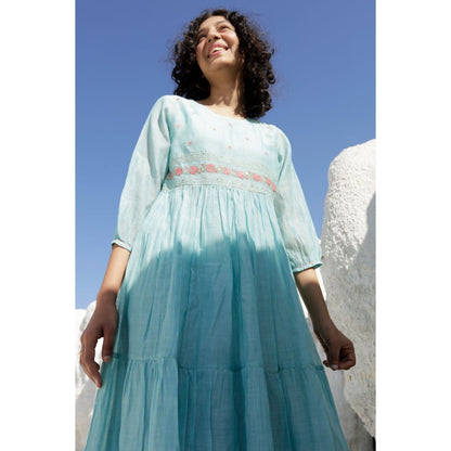 Tatwa Designs Teal Blue Tiered Dress (Set of 2)