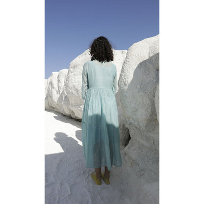 Tatwa Designs Teal Blue Tiered Dress (Set of 2)