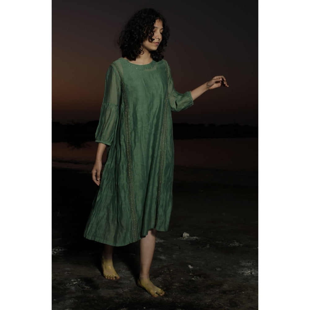 Tatwa Designs Bottle Green Maxi Dress (Set of 2)