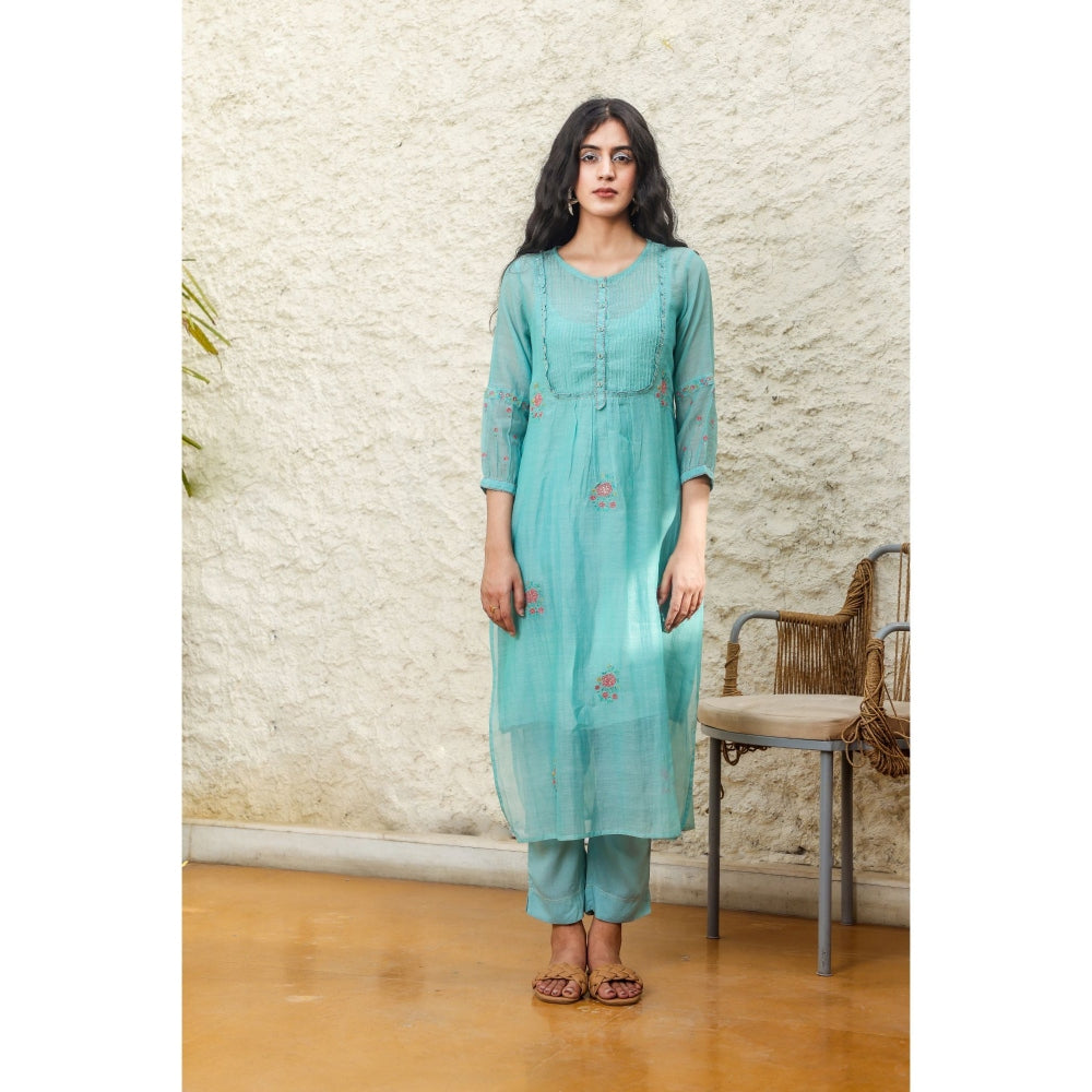 Tatwa Designs Mint Yoke Pintuck Kurta (Set of 3)