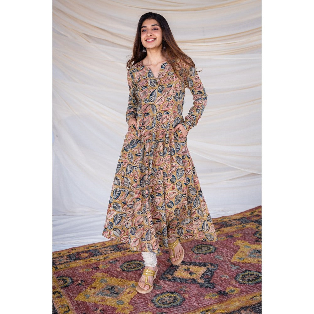 The Indian Ethnic Co. Kalamkari Cotton Yellow Kurta