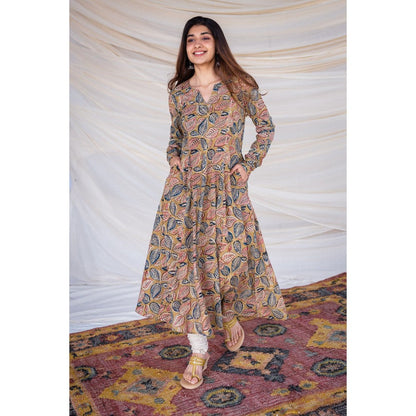 The Indian Ethnic Co. Kalamkari Cotton Yellow Kurta