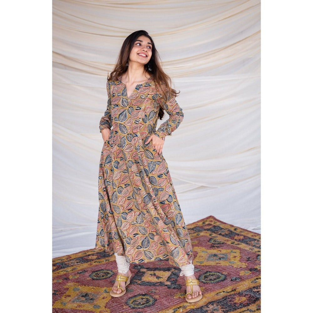 The Indian Ethnic Co. Kalamkari Cotton Yellow Kurta