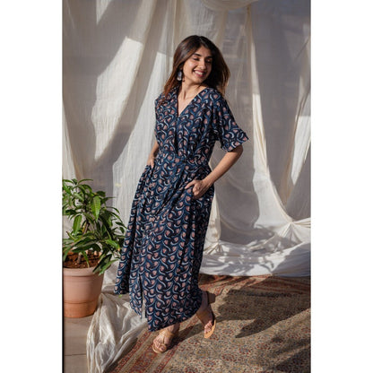 The Indian Ethnic Co. Blue Jahota Cotton Dress