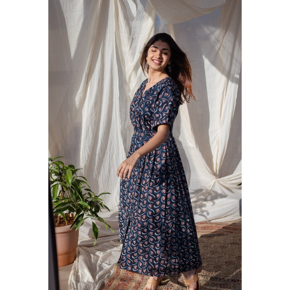 The Indian Ethnic Co. Blue Jahota Cotton Dress
