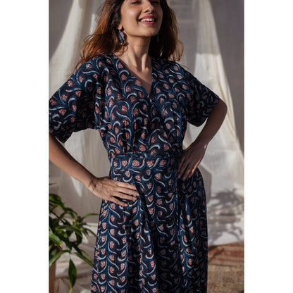The Indian Ethnic Co. Blue Jahota Cotton Dress