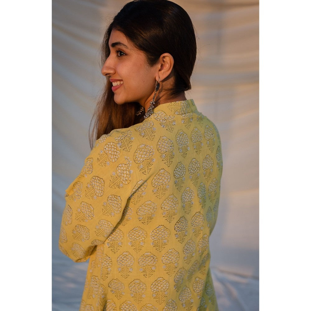 The Indian Ethnic Co. Dabu Slub Cotton A-Line Kurta