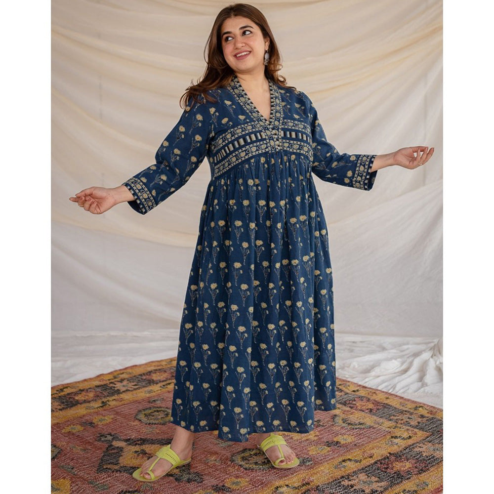 The Indian Ethnic Co. Ajrakh Cotton Maxi Dress