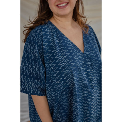 The Indian Ethnic Co. Blue Ajrakh Cotton Short Top