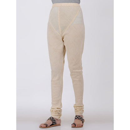 The Indian Ethnic Co. Ivory Elasticated Organic Kala Cotton Churidar