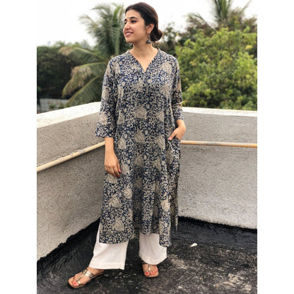 The Indian Ethnic Co. Indigo Kalamkari Kurta