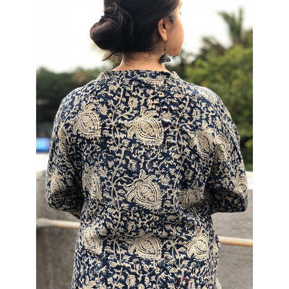The Indian Ethnic Co. Indigo Kalamkari Kurta