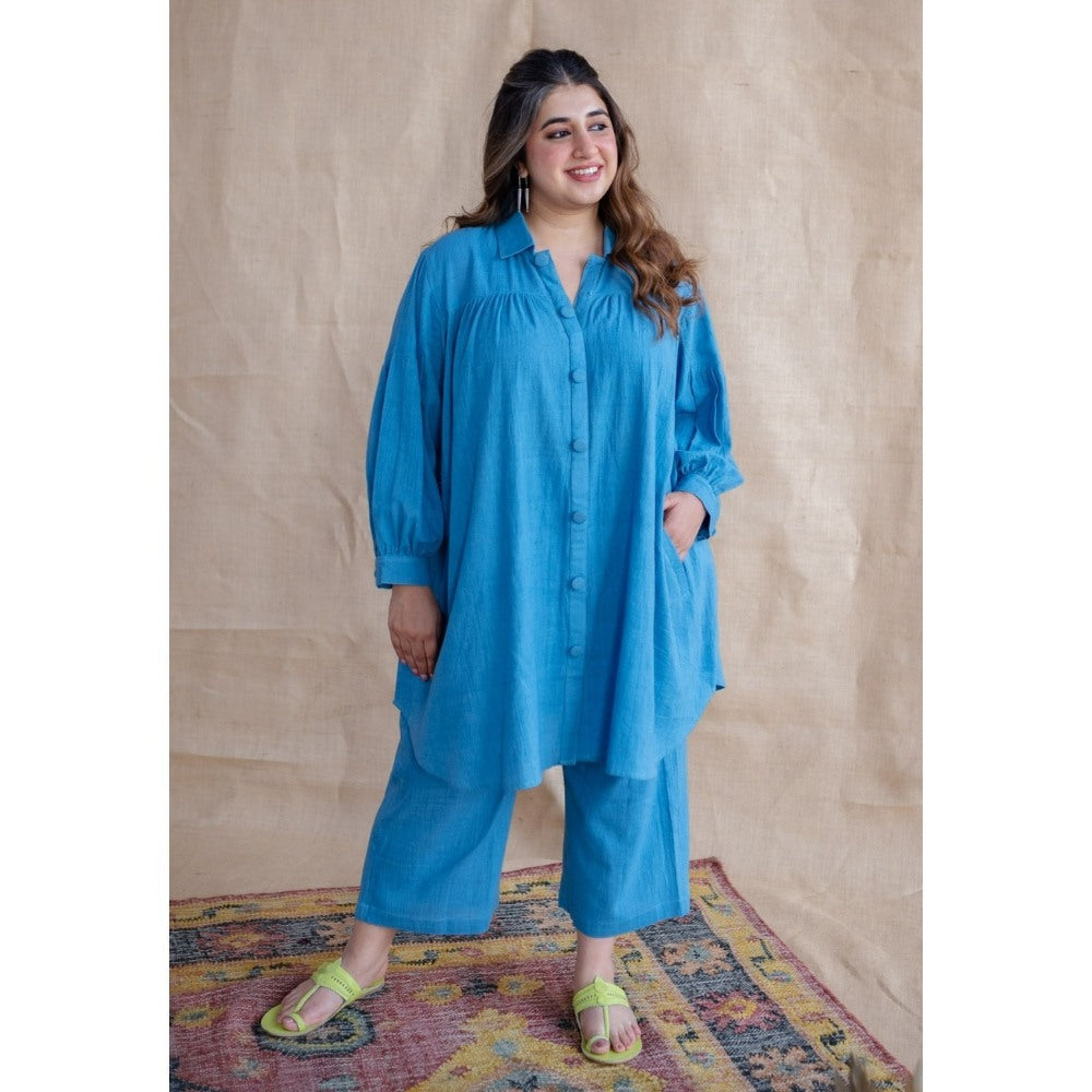 The Indian Ethnic Co. Tieco Dyeverse - Blue Kala Cotton Co-Ords (Set of 2)