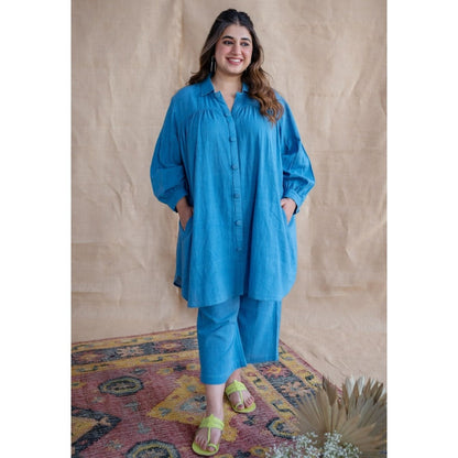 The Indian Ethnic Co. Tieco Dyeverse - Blue Kala Cotton Co-Ords (Set of 2)