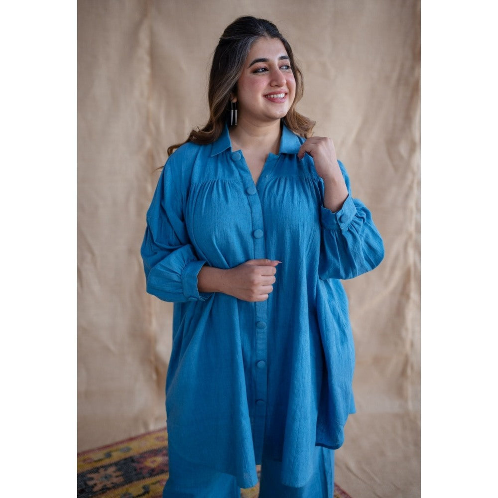 The Indian Ethnic Co. Tieco Dyeverse - Blue Kala Cotton Co-Ords (Set of 2)