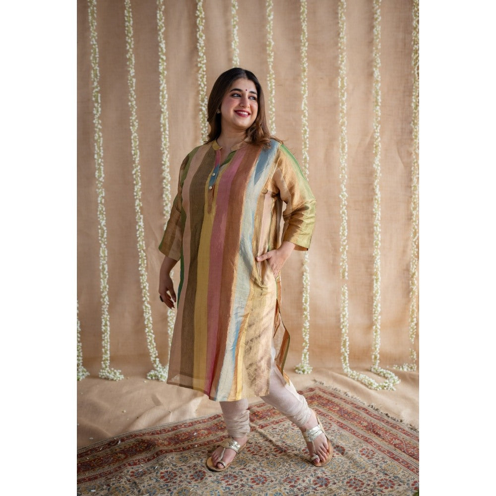 The Indian Ethnic Co. Afsara Tissue Jhabba Kali Kurta