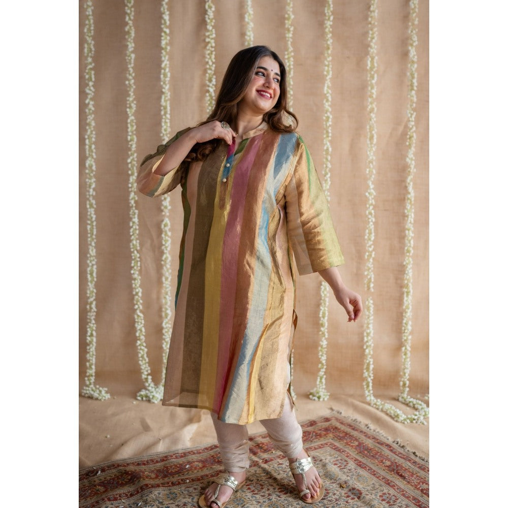 The Indian Ethnic Co. Afsara Tissue Jhabba Kali Kurta