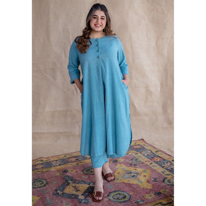 The Indian Ethnic Co. Blue Kala Cotton Kurta and Co-Ords Set