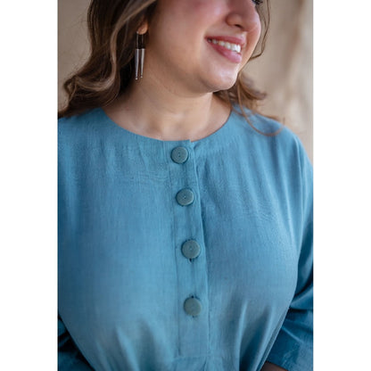 The Indian Ethnic Co. Blue Kala Cotton Kurta and Co-Ords Set