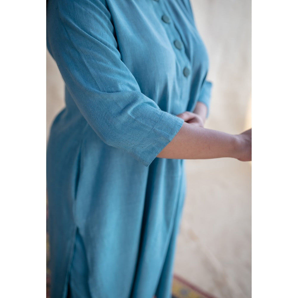 The Indian Ethnic Co. Blue Kala Cotton Kurta and Co-Ords Set
