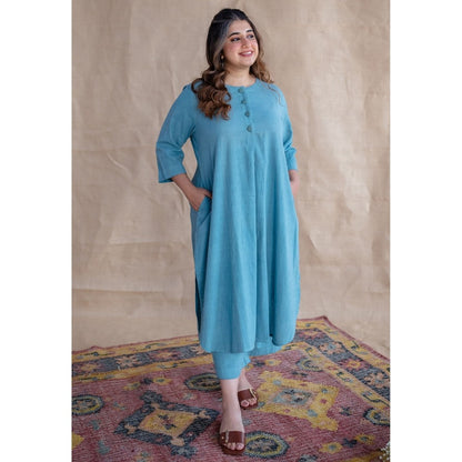 The Indian Ethnic Co. Blue Kala Cotton Kurta and Co-Ords Set