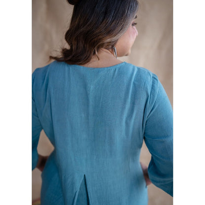 The Indian Ethnic Co. Blue Kala Cotton Kurta and Co-Ords Set