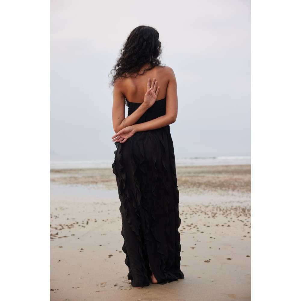 Twinkle Hanspal Strapless Maxi Dress with Frills Detailing