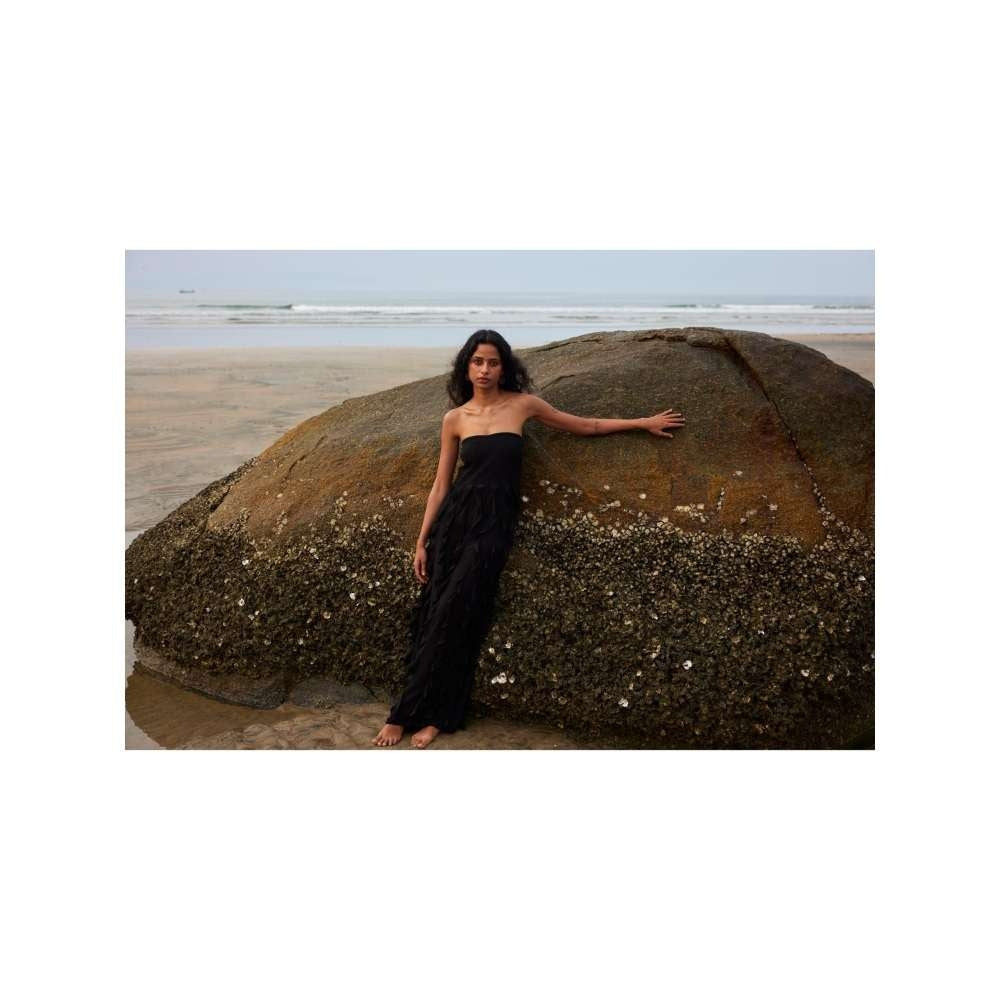 Twinkle Hanspal Strapless Maxi Dress with Frills Detailing