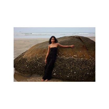Twinkle Hanspal Strapless Maxi Dress with Frills Detailing